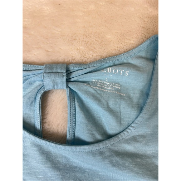 Talbots Tops - Talbots Gather Back Blouse Top Light Blue Short Sleeve Cotton Knit Size L